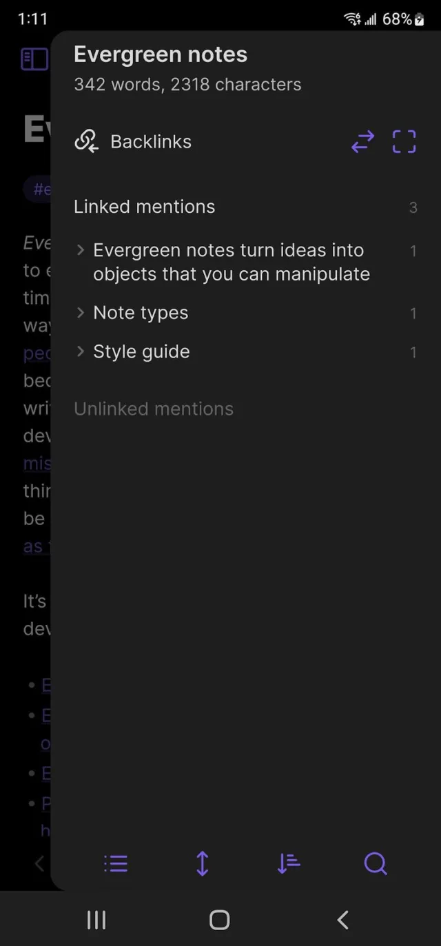Obsidian for Android screenshot