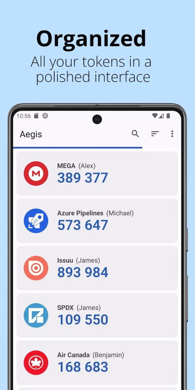 Aegis Authenticator screenshot