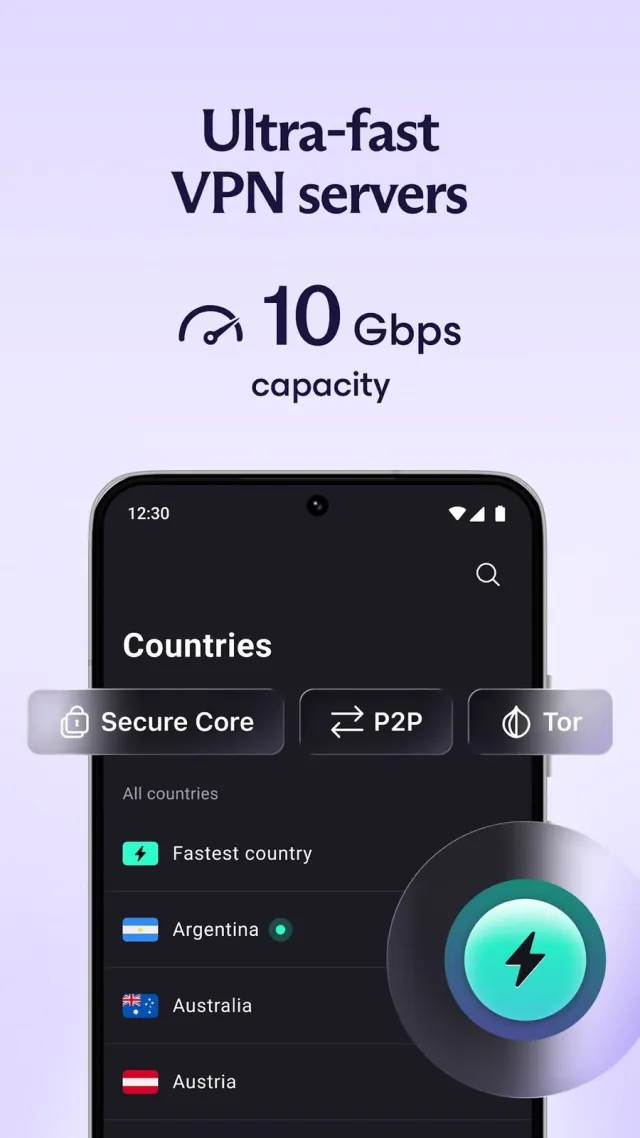 Proton VPN for Android screenshot