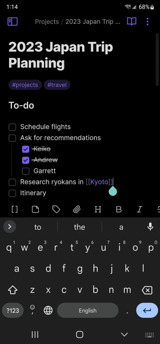 Obsidian for Android screenshot